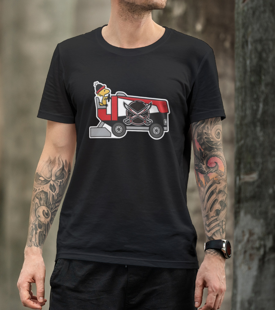 Woodstock Driving Zamboni Buffalo Sabres NHL Cartoon T-Shirt