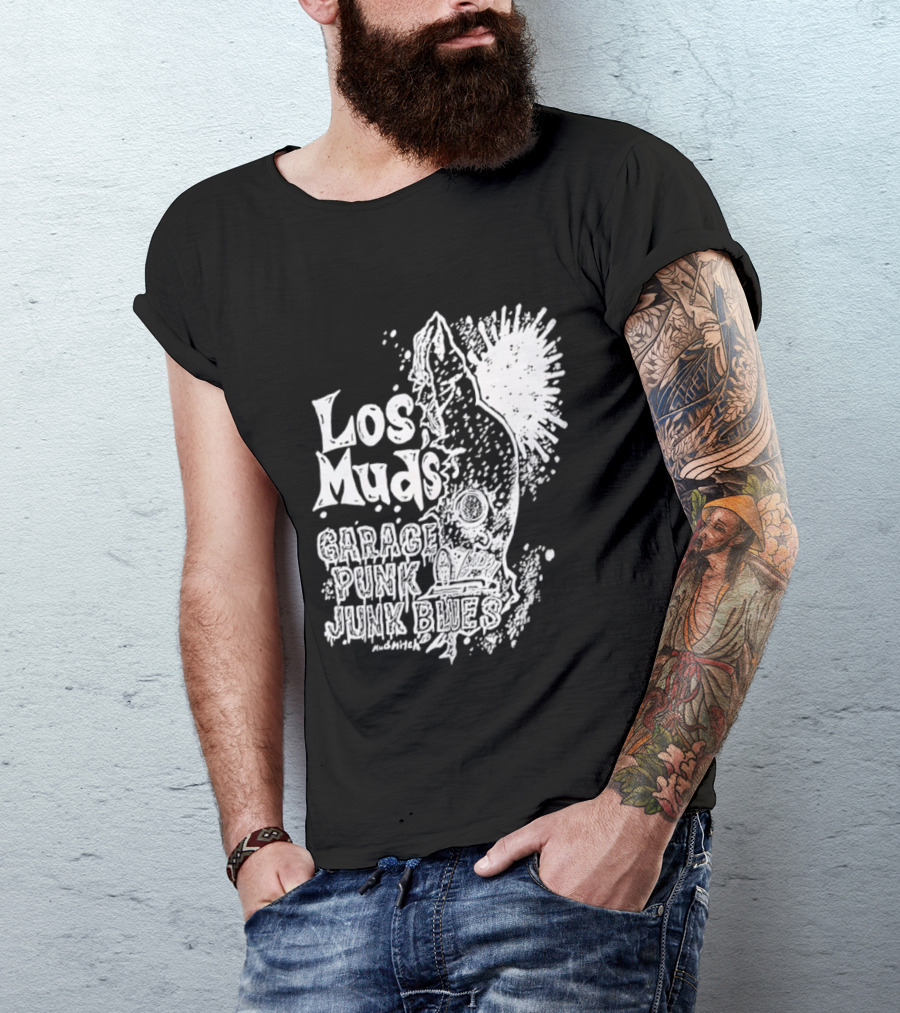 Los Muds Garage Punk Junk Blues Mudhitch Mohawk Sketch T-Shirt
