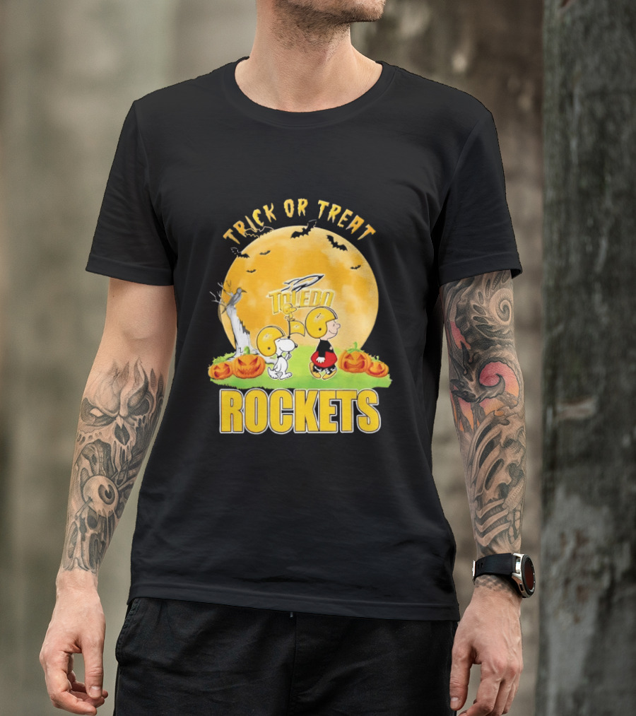 Toledo Rockets Trick Or Treat Halloween Charlie Brown Snoopy T-Shirt