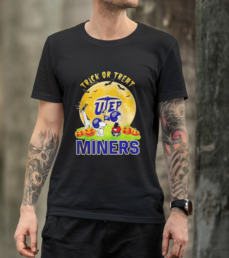 UTEP Miners Trick Or Treat Halloween With Charlie Brown And Snoopy T-Shirt
