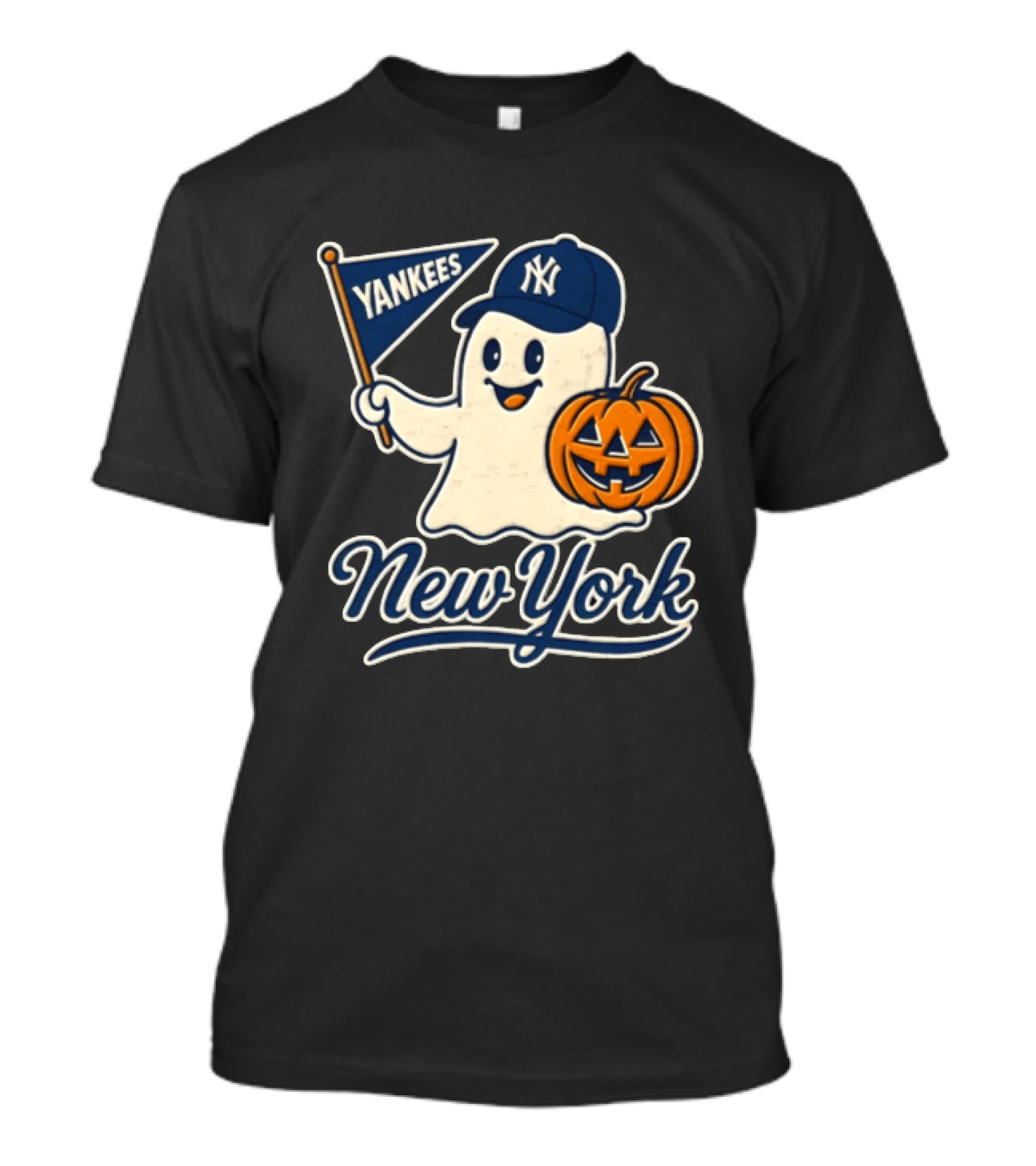 New York Yankees Halloween Ghost Pumpkin Baseball T-Shirt