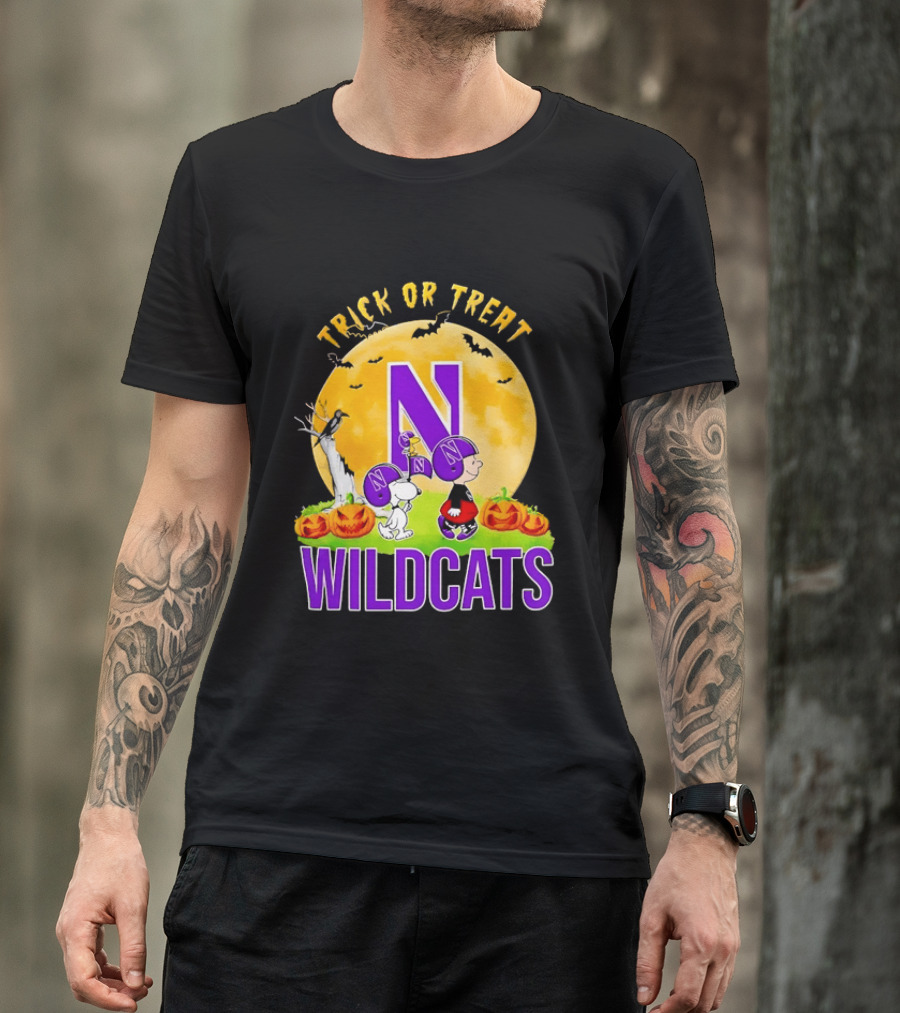 Trick Or Treat Northwestern Wildcats Charlie Brown Snoopy Halloween T-Shirt