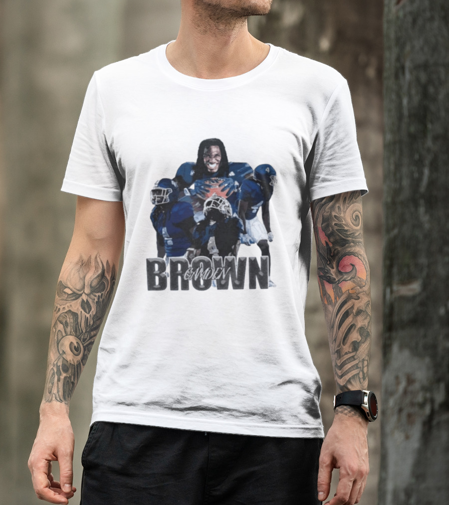 Camden Brown Football Wide Receiver Collage Blue Jersey 4 T-Shirt
