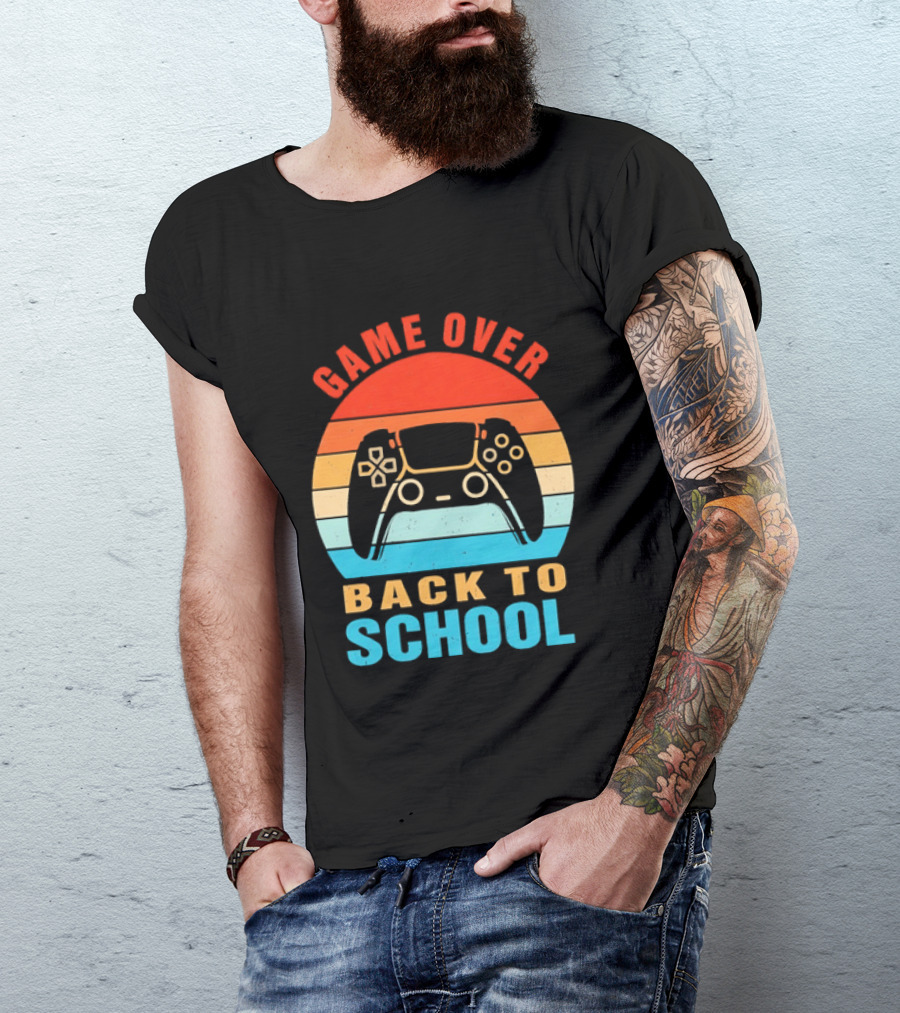 Game Over Back To School Gamer Vintage Controller T-Shirt