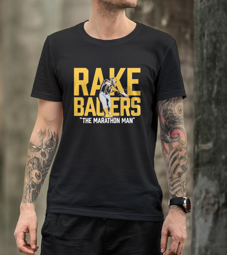 Rake Ballers Marathon Man Baseball Hitter T-Shirt