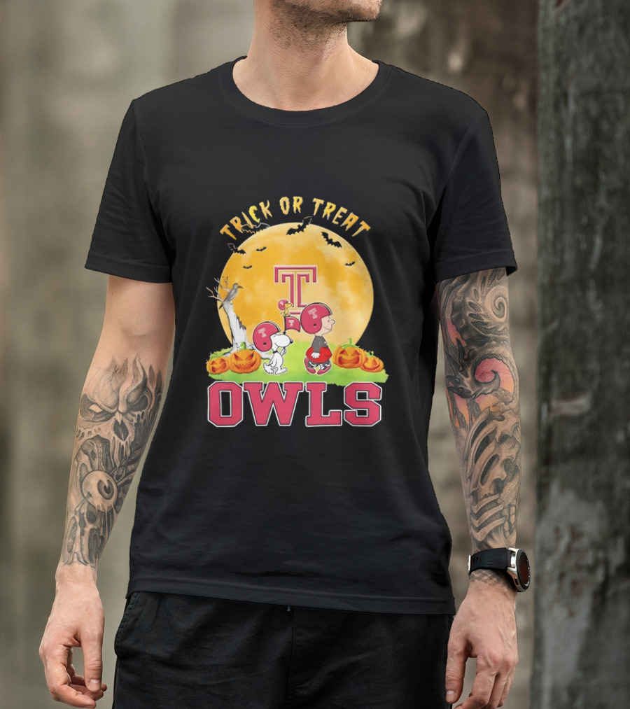 Trick Or Treat Temple Owls Charlie Brown Snoopy Halloween T-Shirt