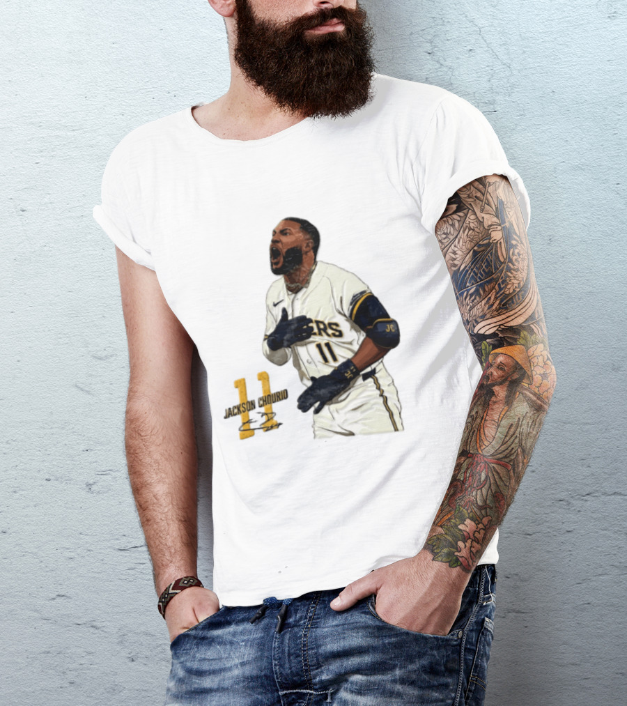 Jackson Chourio 11 Brewers Baseball Player Celebration T-Shirt