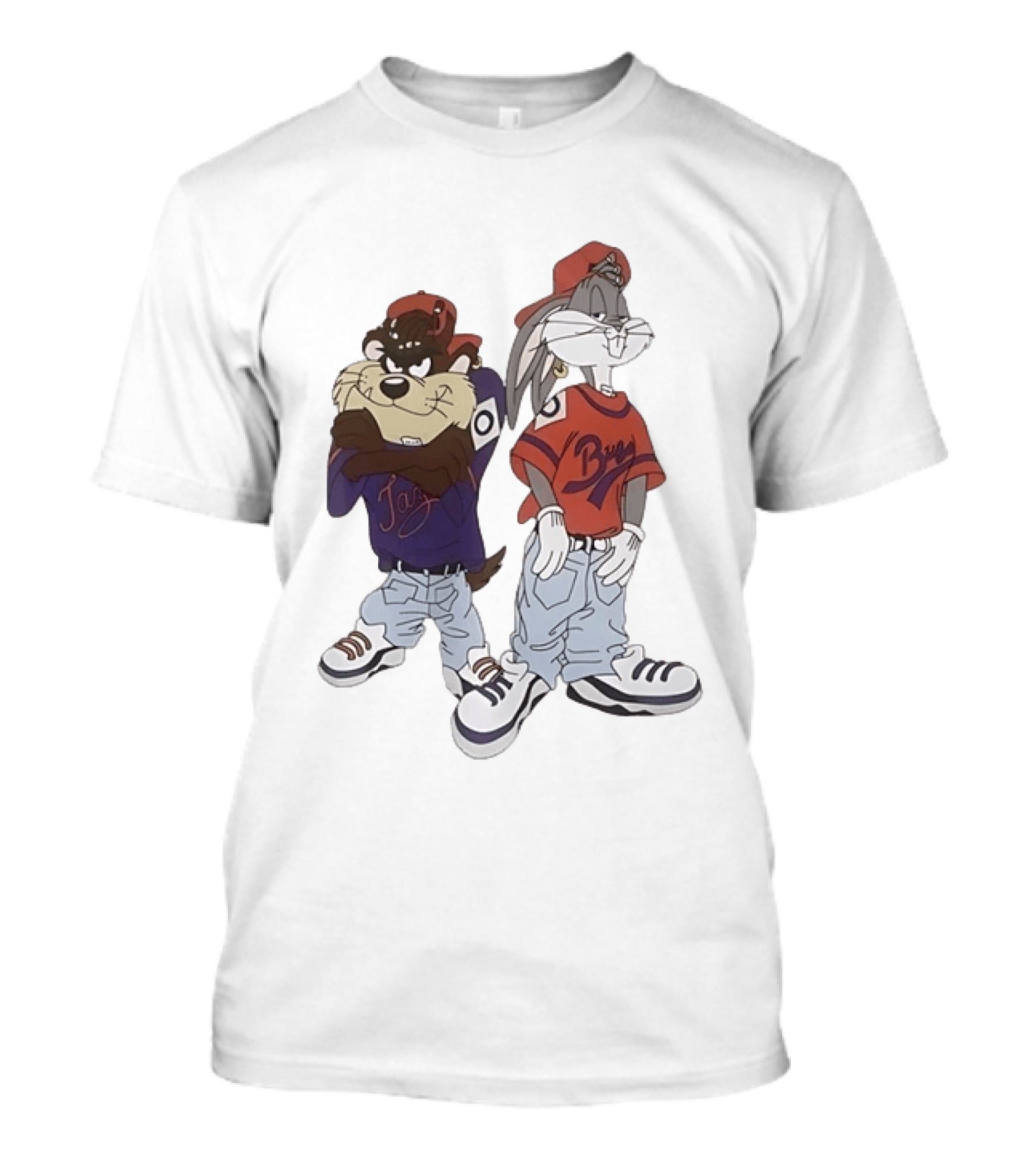 Taz And Bugs Bunny 90s Hip Hop Style Looney Tunes Fashion T-Shirt