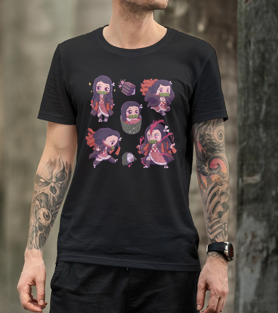 Demon Slayer Kimetsu No Yaiba Nezuko Chibi Cute Expressions Collection T-Shirt