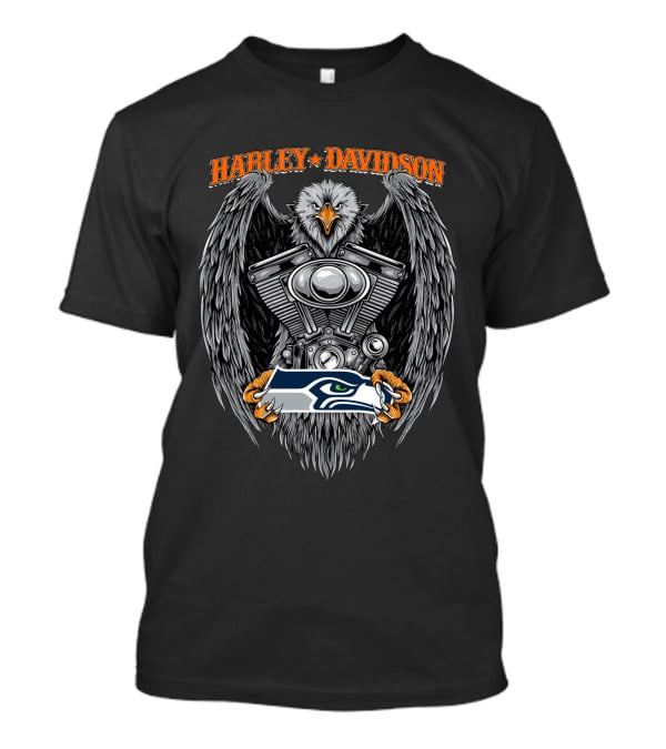 Harley Davidson Seattle Seahawks Eagle Engine T-Shirt