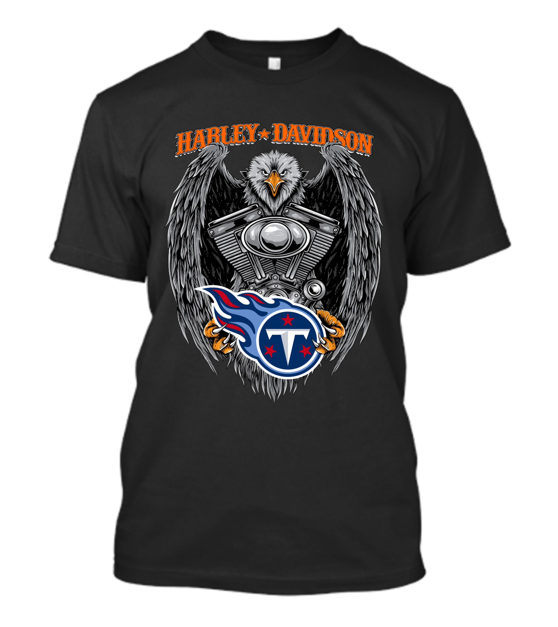 Harley Davidson Eagle Engine With Tennessee Titans T-Shirt