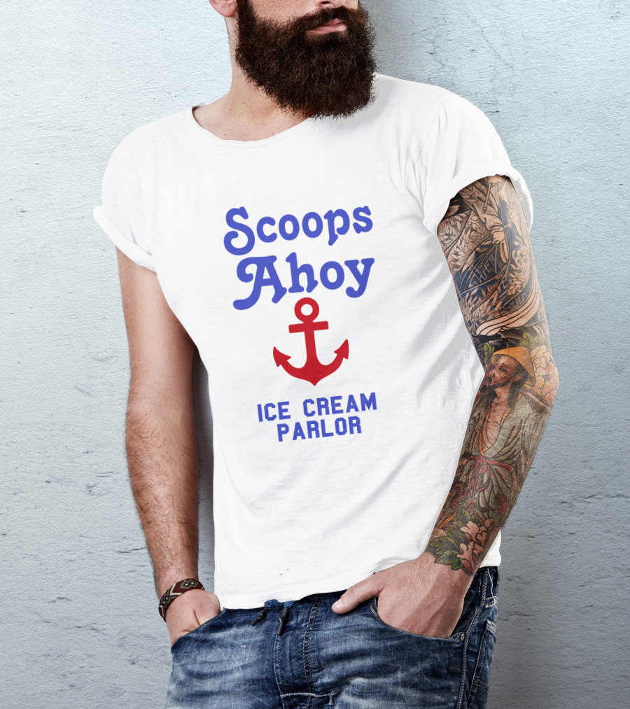 Scoops Ahoy Ice Cream Parlor Red Anchor Logo Iconic Stranger Things Merchandise T-Shirt