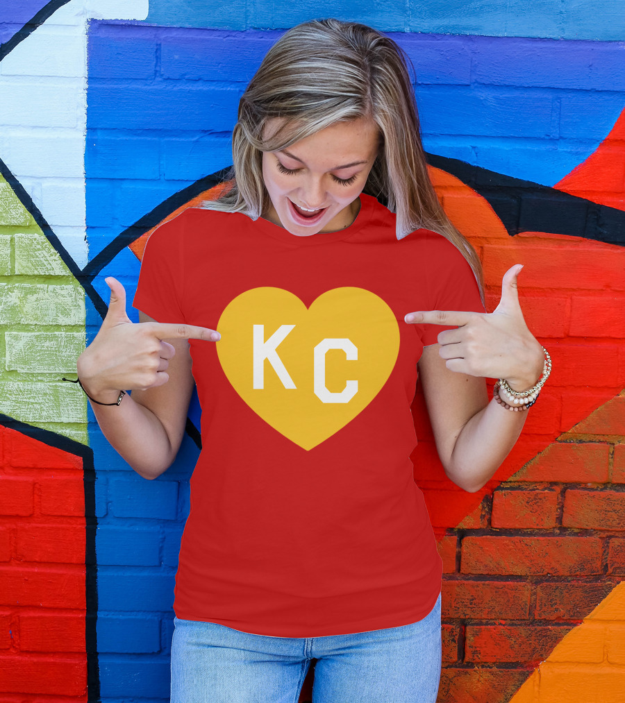 Mishacollinscloset Charlie Hustle Red And Gold KC Heart T-Shirt