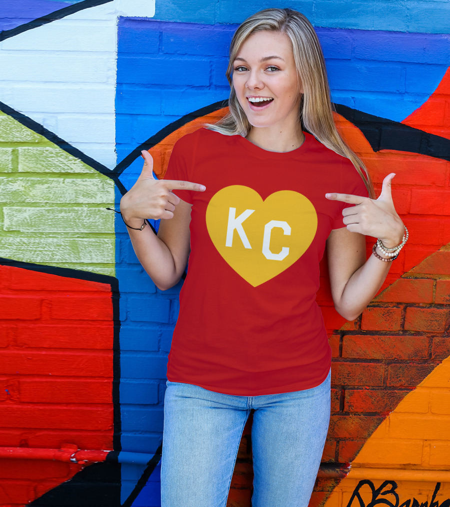 Mishacollinscloset Charlie Hustle Red And Gold KC Heart T-Shirt