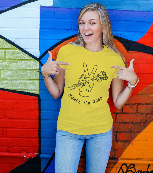 Andy Grammer Honey I'm Good Yellow Hand Peace Sign Roses T-Shirt