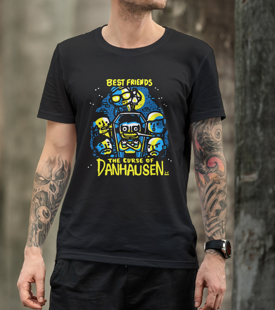 Best Friends The Curse Of Danhausen Moonlit Cartoon Characters T-Shirt