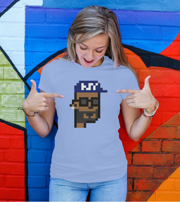 Open Sea Store Citipunk 0003 Julia NFT Pixel Art Character With Blue Cap And Glasses T-Shirt