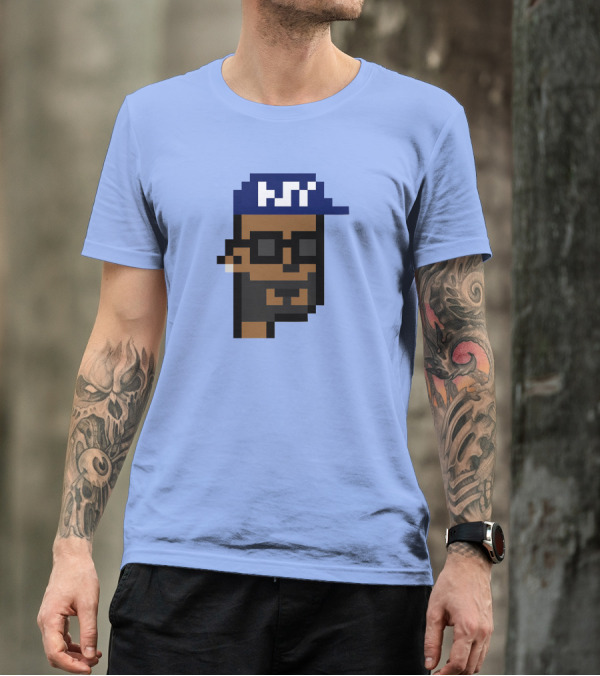 Open Sea Store Citipunk 0003 Julia NFT Pixel Art Character With Blue Cap And Glasses T-Shirt