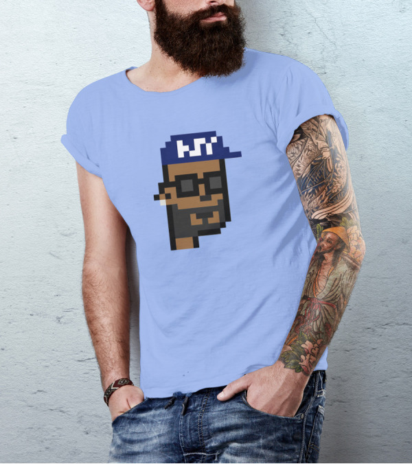 Open Sea Store Citipunk 0003 Julia NFT Pixel Art Character With Blue Cap And Glasses T-Shirt