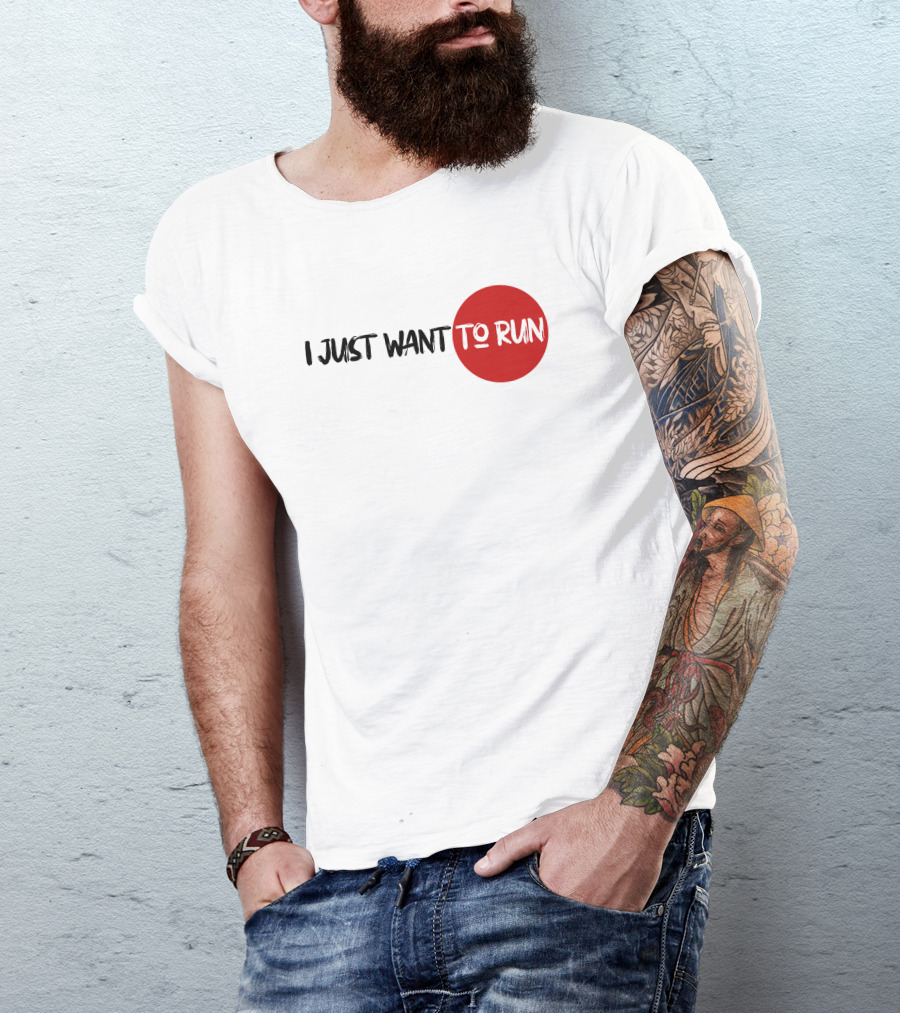 I Just Want To Run Red Circle Emphasis T-Shirt
