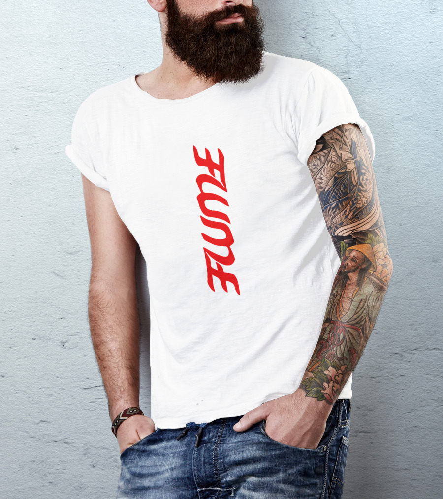 Flume Red Vertical Text Logo Merch T-Shirt
