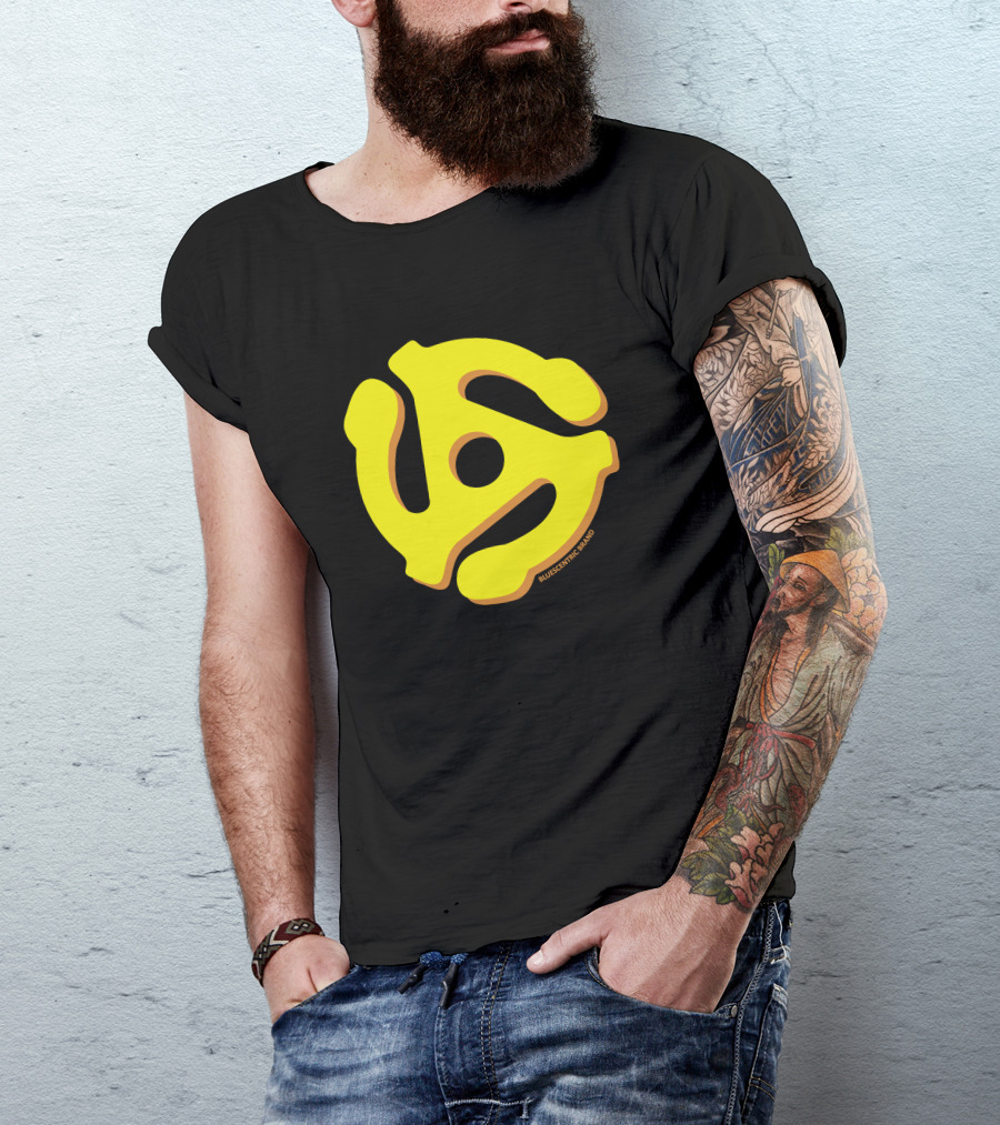 Bluescentric Brand Yellow 45 RPM Vinyl Record Adapter T-Shirt
