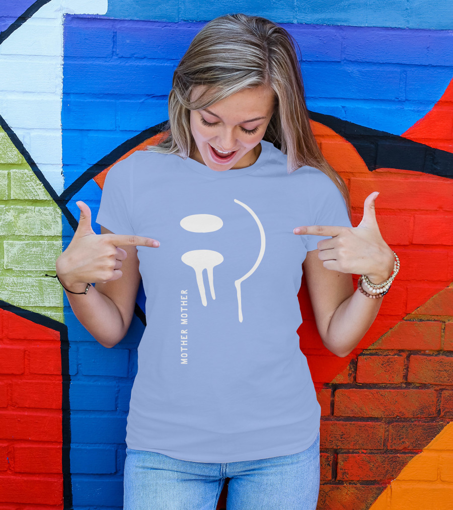 Mother Mother Merch Smiley Dripping Face Blue T-Shirt