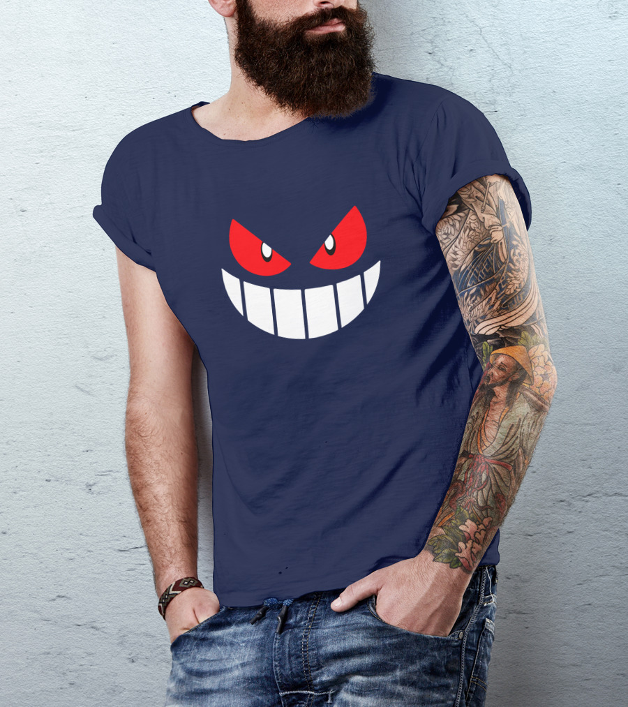 Gengar Pokemon Eyes Grinning Face Red Eyes White Teeth T-Shirt