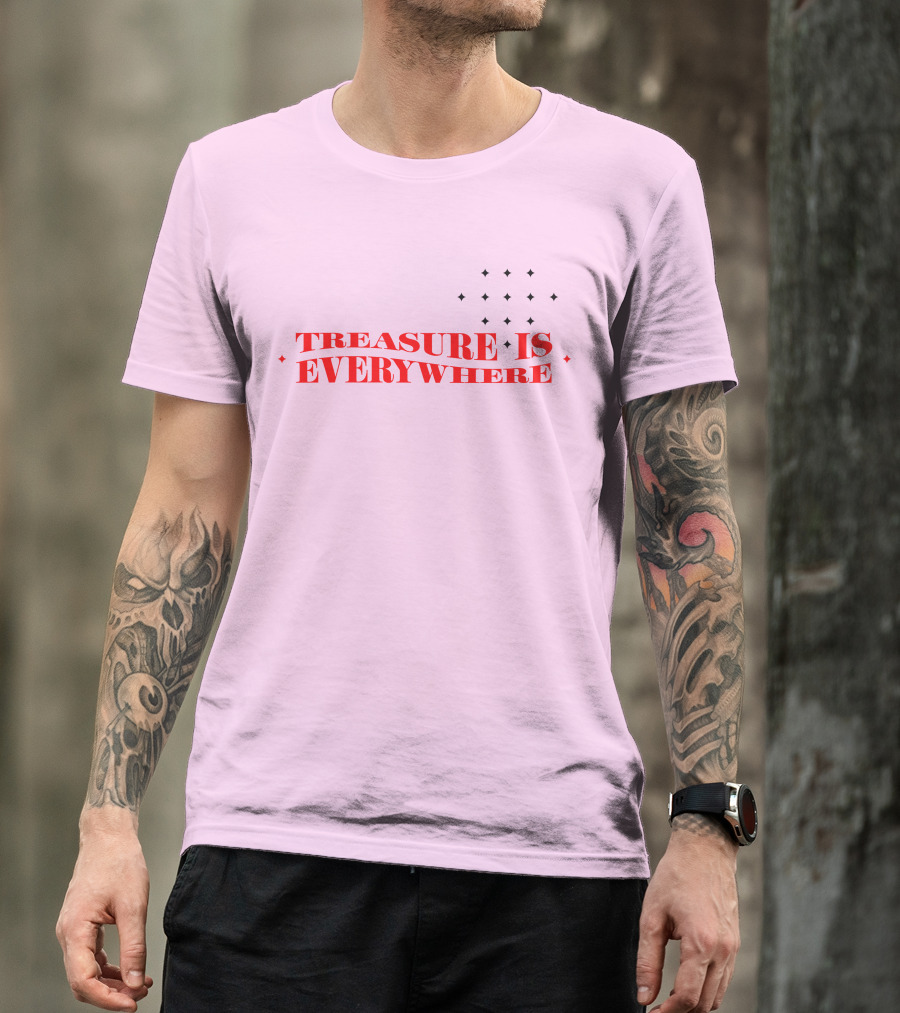Junkyu Treasure Is Everywhere Pink And Red Text With Stars T-Shirt