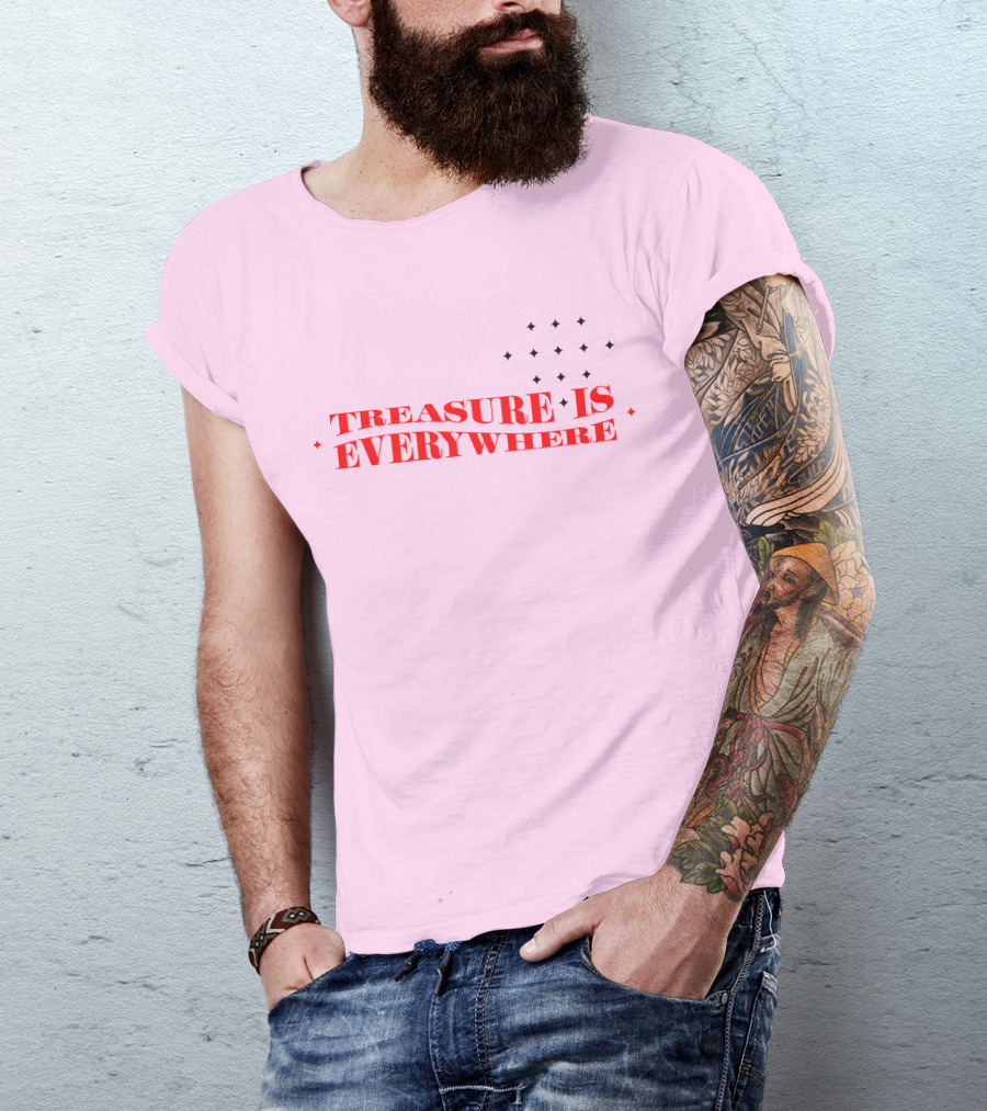 Junkyu Treasure Is Everywhere Pink And Red Text With Stars T-Shirt
