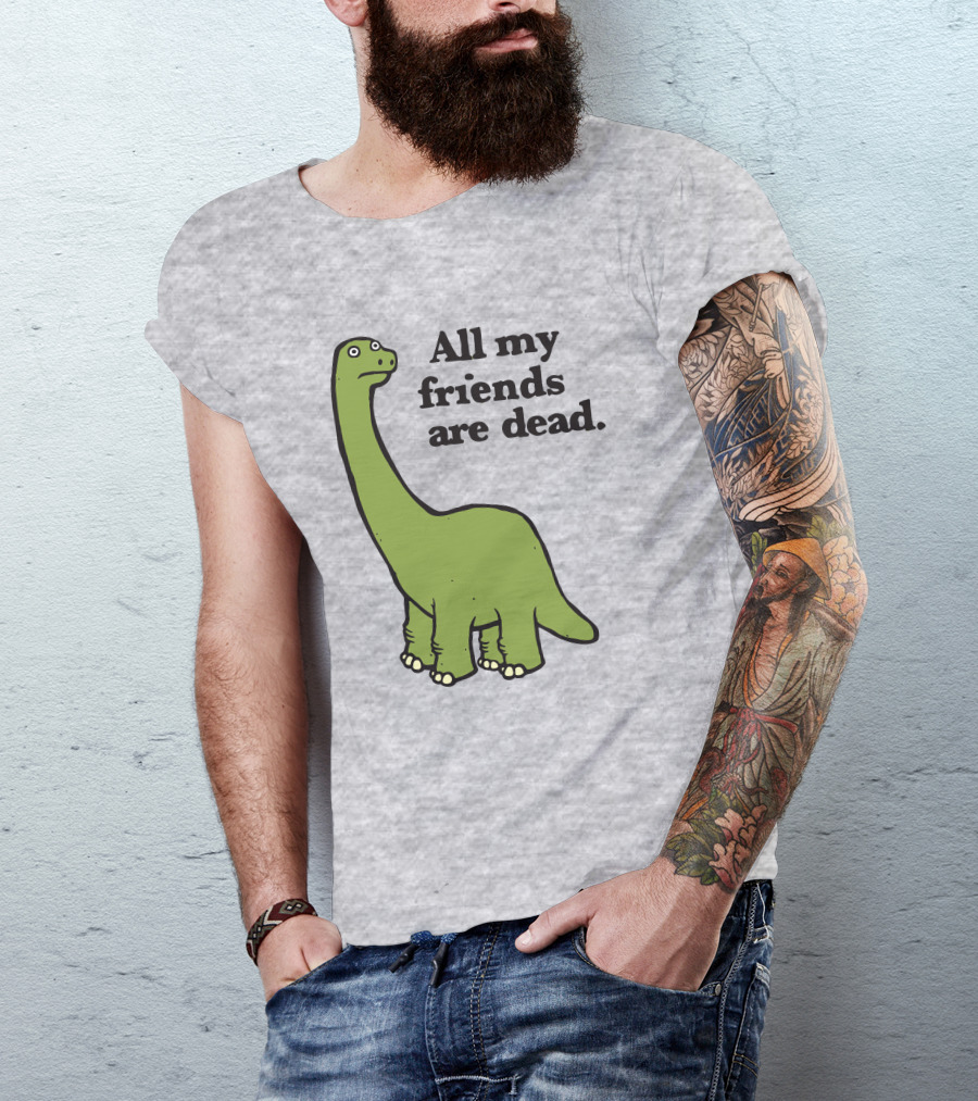 All My Friends Are Dead Dinosaur Gofroles Ripple Junction T-Shirt