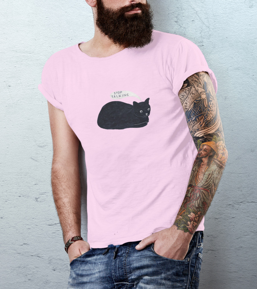 Randall Mann Stop Talking Cat Black Cat T-Shirt