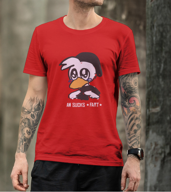Aw Sucks Fart Crying Duck Cartoon T-Shirt