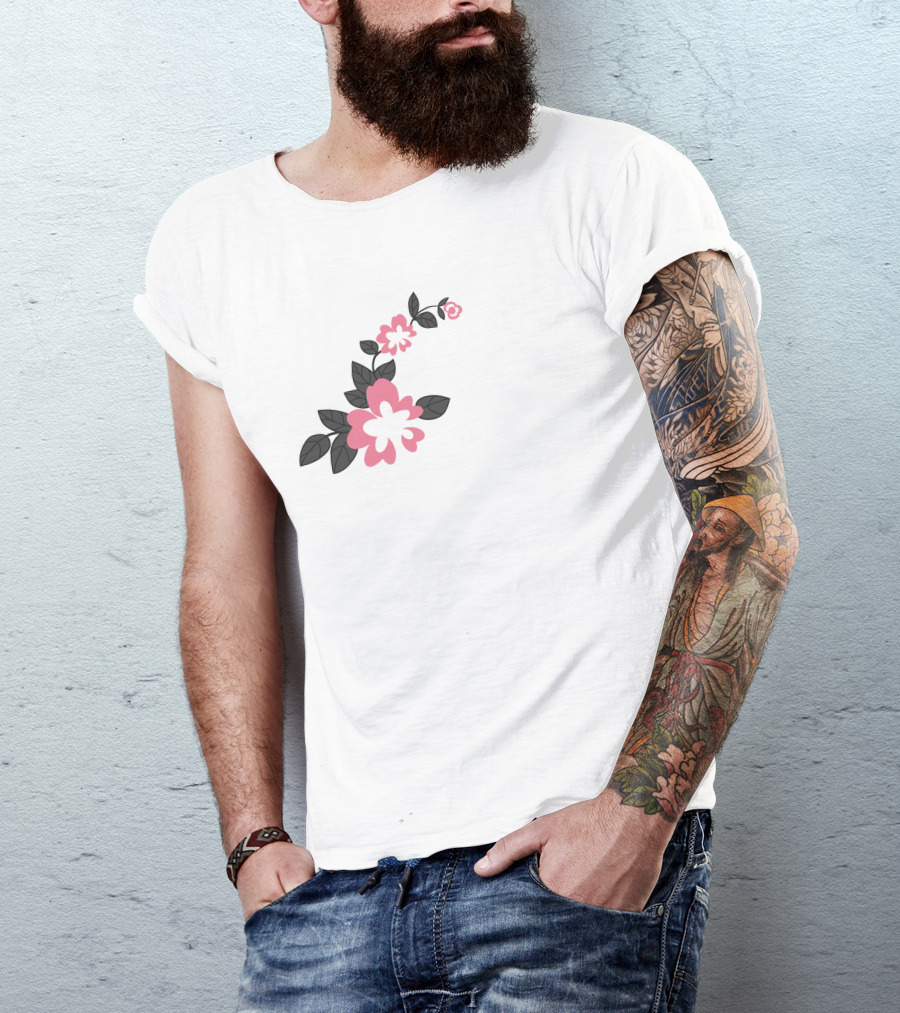 Jonaabug Marinette Pink And Black Flower T-Shirt