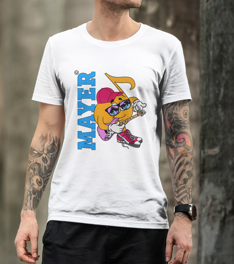 Mayer Sob Rock Merch Music Note Character With Guitar And Sunglasses T-Shirt