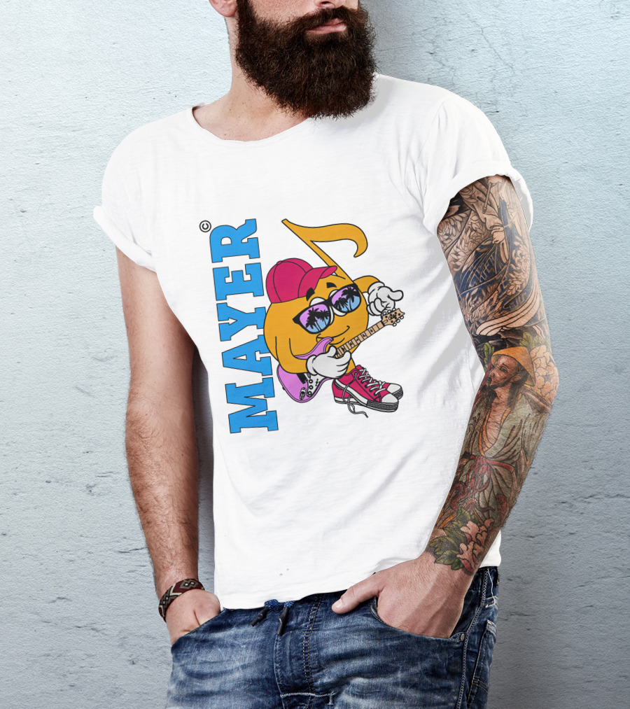 Mayer Sob Rock Merch Music Note Character With Guitar And Sunglasses T-Shirt