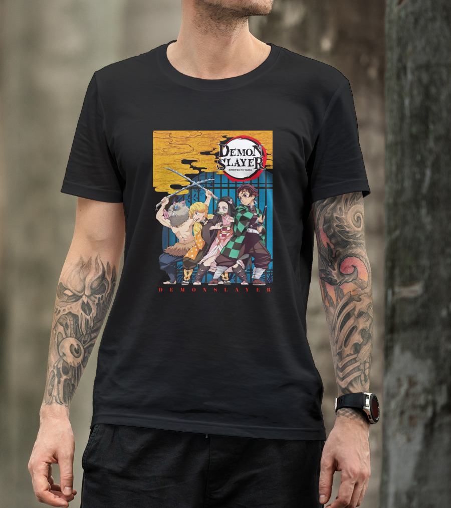 Demon Slayer Kimetsu No Yaiba Tanjiro Nezuko Zenitsu Inosuke Visual T-Shirt