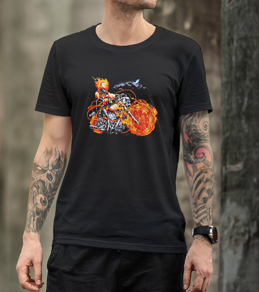 Hangman Adam Page Ghost Rider Flaming Motorcycle Mattmac1012 T-Shirt