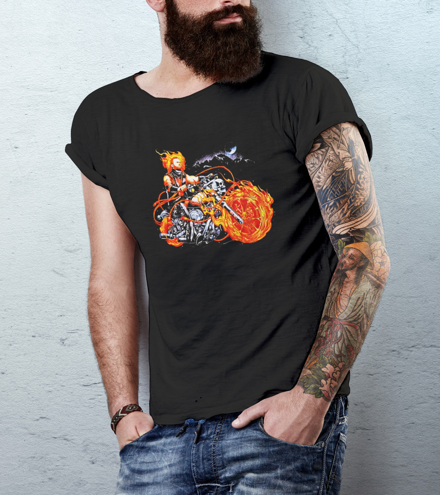 Hangman Adam Page Ghost Rider Flaming Motorcycle Mattmac1012 T-Shirt