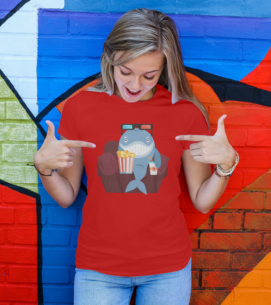 Pete G Whales Popcorn 3D Glasses Cinema T-Shirt