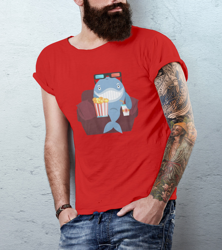 Pete G Whales Popcorn 3D Glasses Cinema T-Shirt