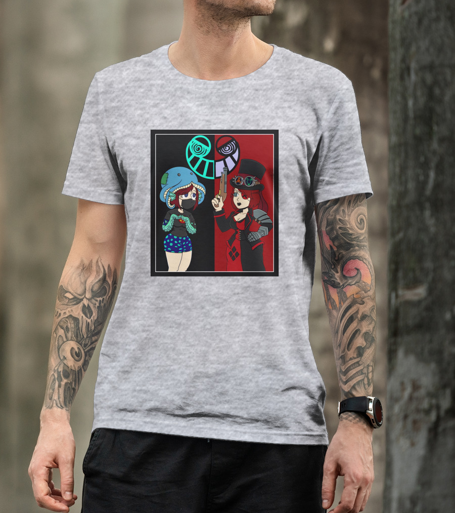 Frenemies Forever Threadless Blowing Off Steam Misssteam Steampunk And Aquatic Duel T-Shirt