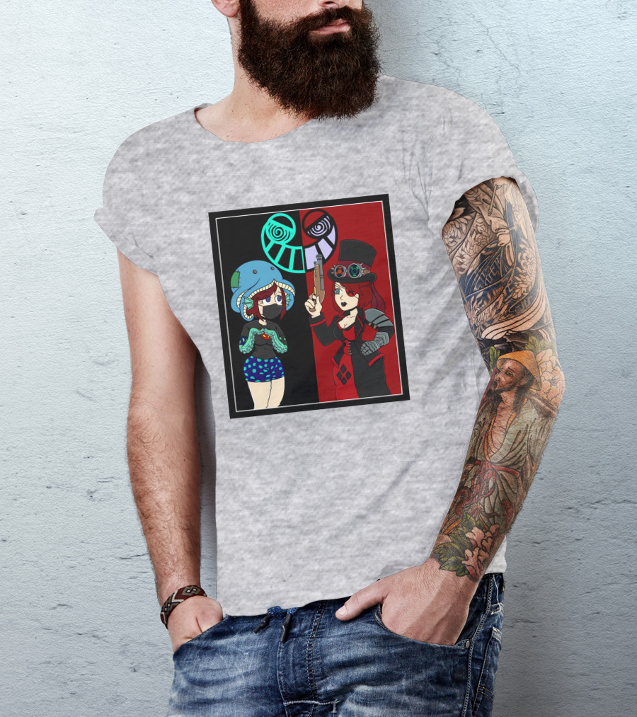 Frenemies Forever Threadless Blowing Off Steam Misssteam Steampunk And Aquatic Duel T-Shirt