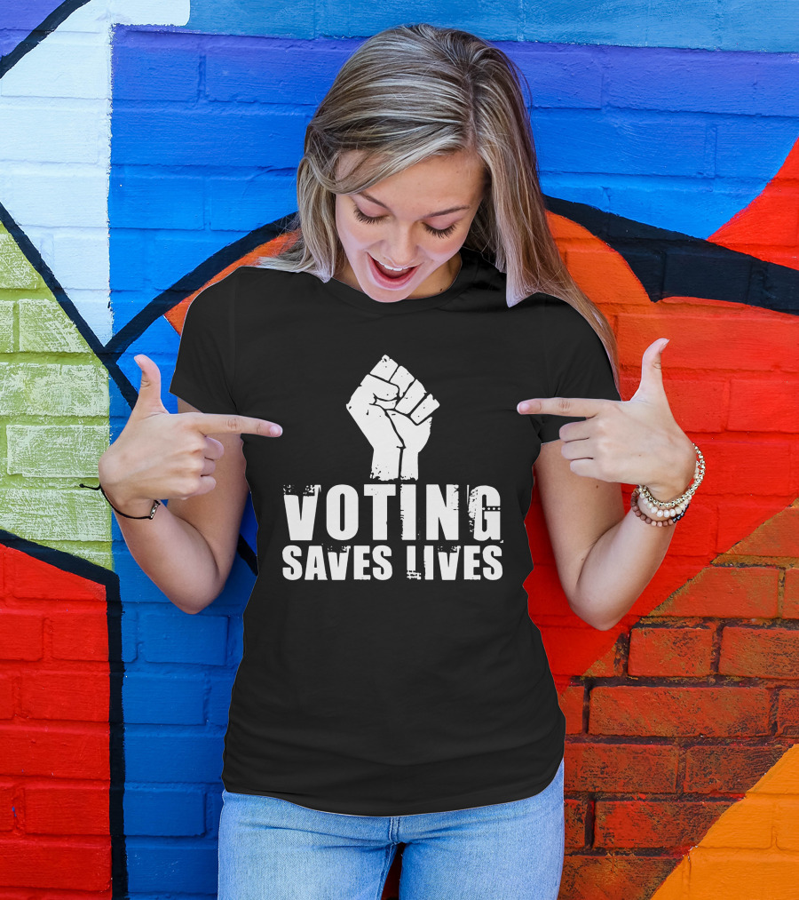 Rainy Studios Voting Saves Lives Fist Symbol Sam Aburime T-Shirt