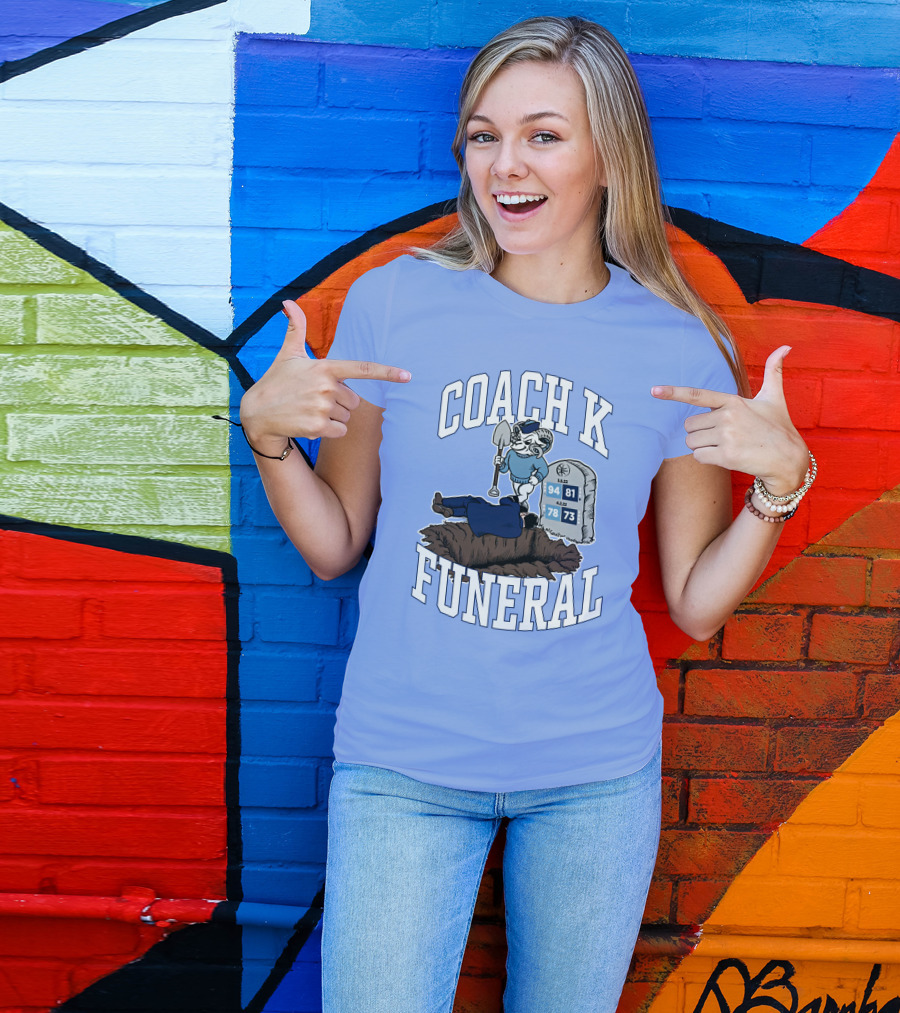 Big Cat Coach K Funeral Digging Cartoon Shovel Logo Dave Portnoy T-Shirt