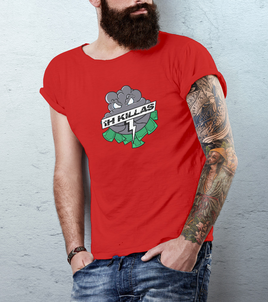 1H Killas Angry Cloud With Lightning And Money T-Shirt