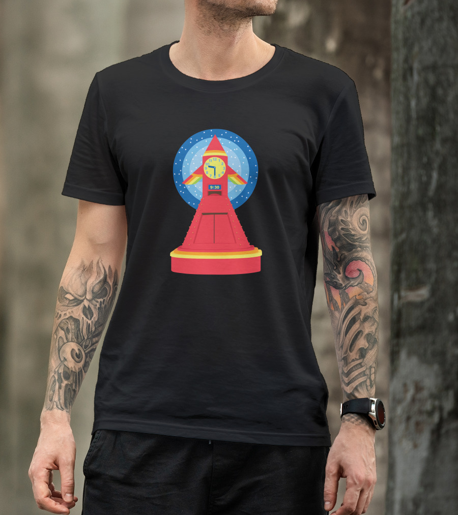 Rocket Clock With Colorful Timer And Starry Background T-Shirt