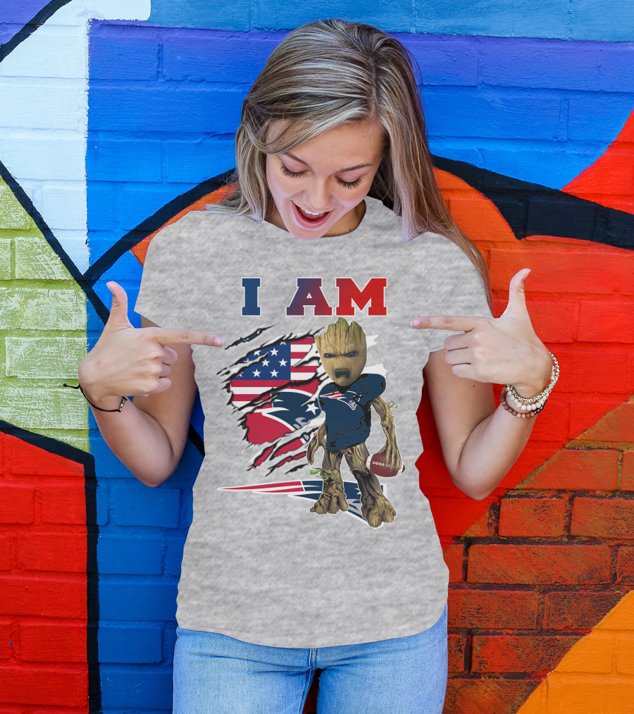 I Am Patriots Baby Groot Football Fan T-Shirt