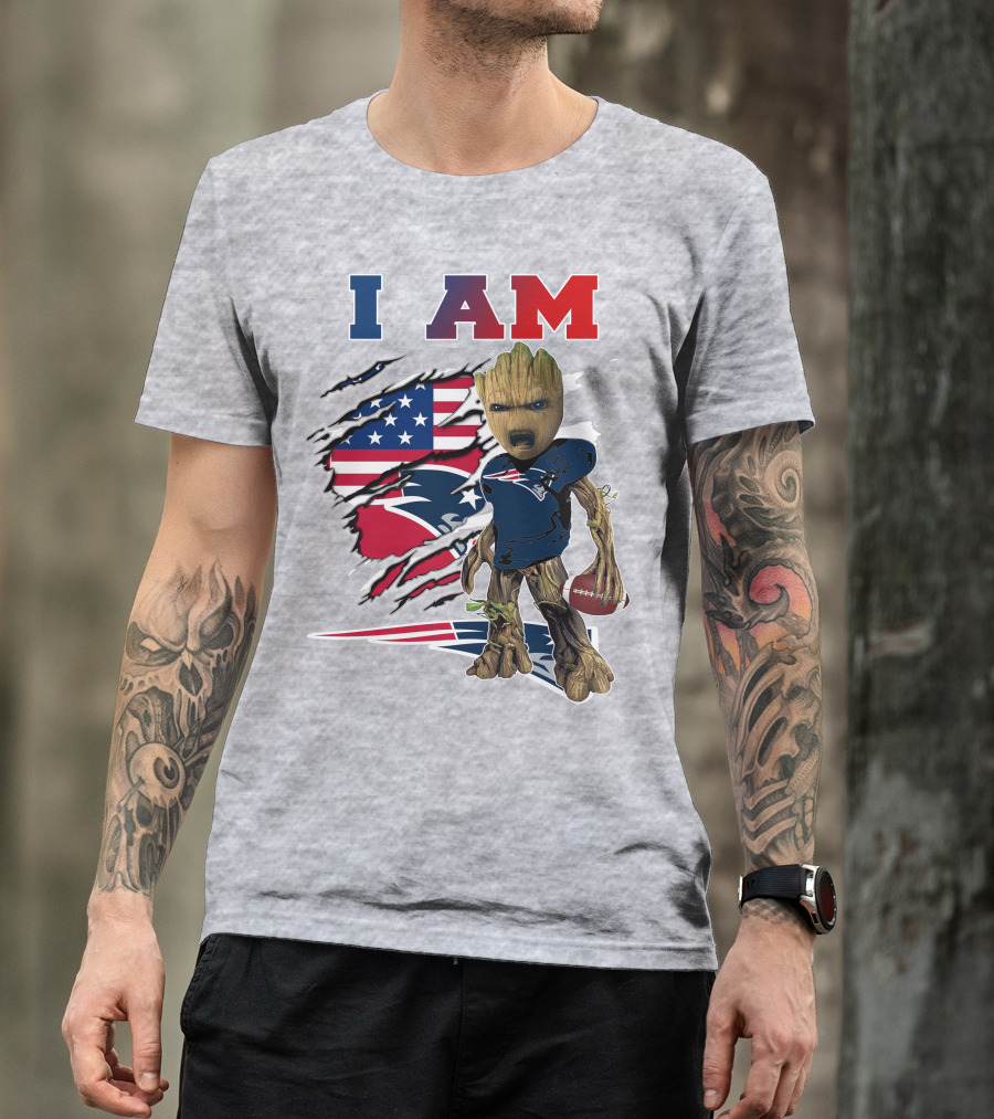 I Am Patriots Baby Groot Football Fan T-Shirt