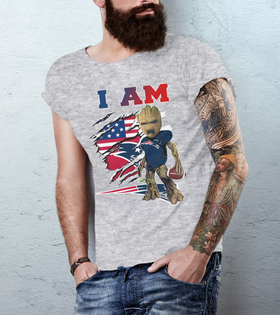 I Am Patriots Baby Groot Football Fan T-Shirt